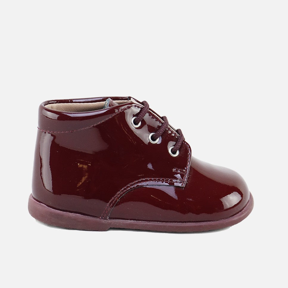 Classic Burgundy Patent Leather Scallop Bootie by Eli 1957 – Eli 1957