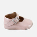 Cute baby Mary Janes with jewel buckle and pearl nude patent leather | Eli 1957