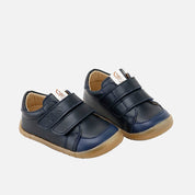 Elisoft blue leather double-closure barefoot trainers | Eli 1957