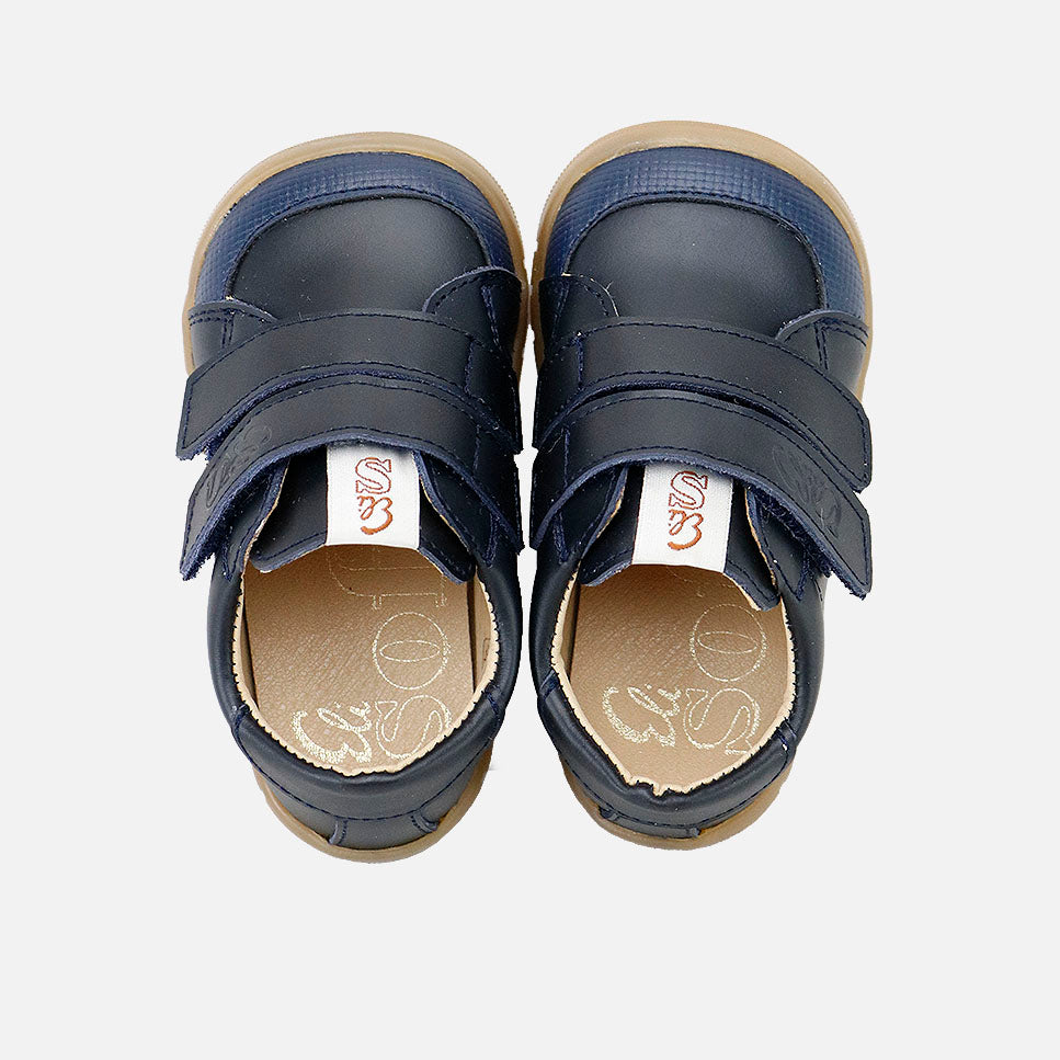 Elisoft blue leather double-closure barefoot trainers | Eli 1957