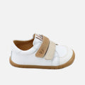 Elisoft white and cappuccino leather double-zip barefoot trainers | Eli 1957