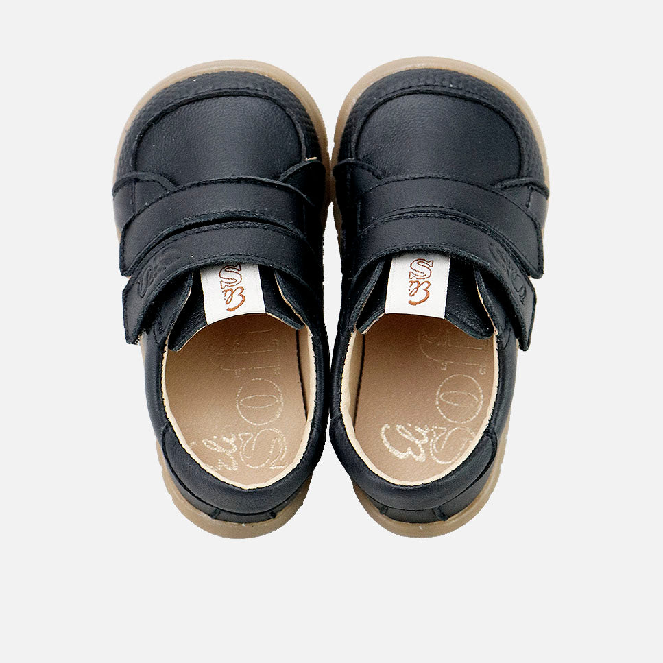 Elisoft black leather double-closure barefoot trainers | Eli 1957