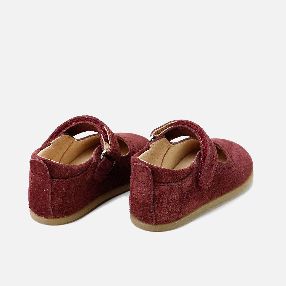 Elisoft burgundy perforated Mary Janes | Eli 1957