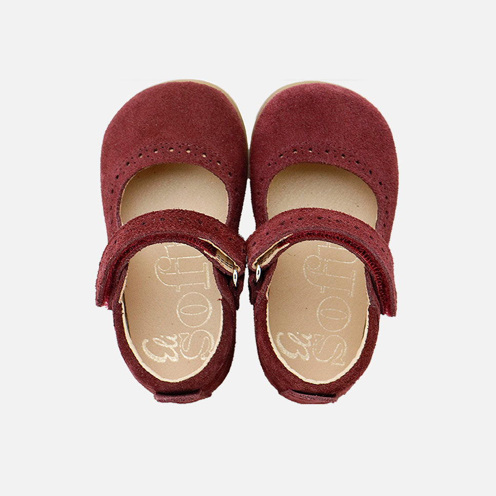 Elisoft burgundy perforated Mary Janes | Eli 1957