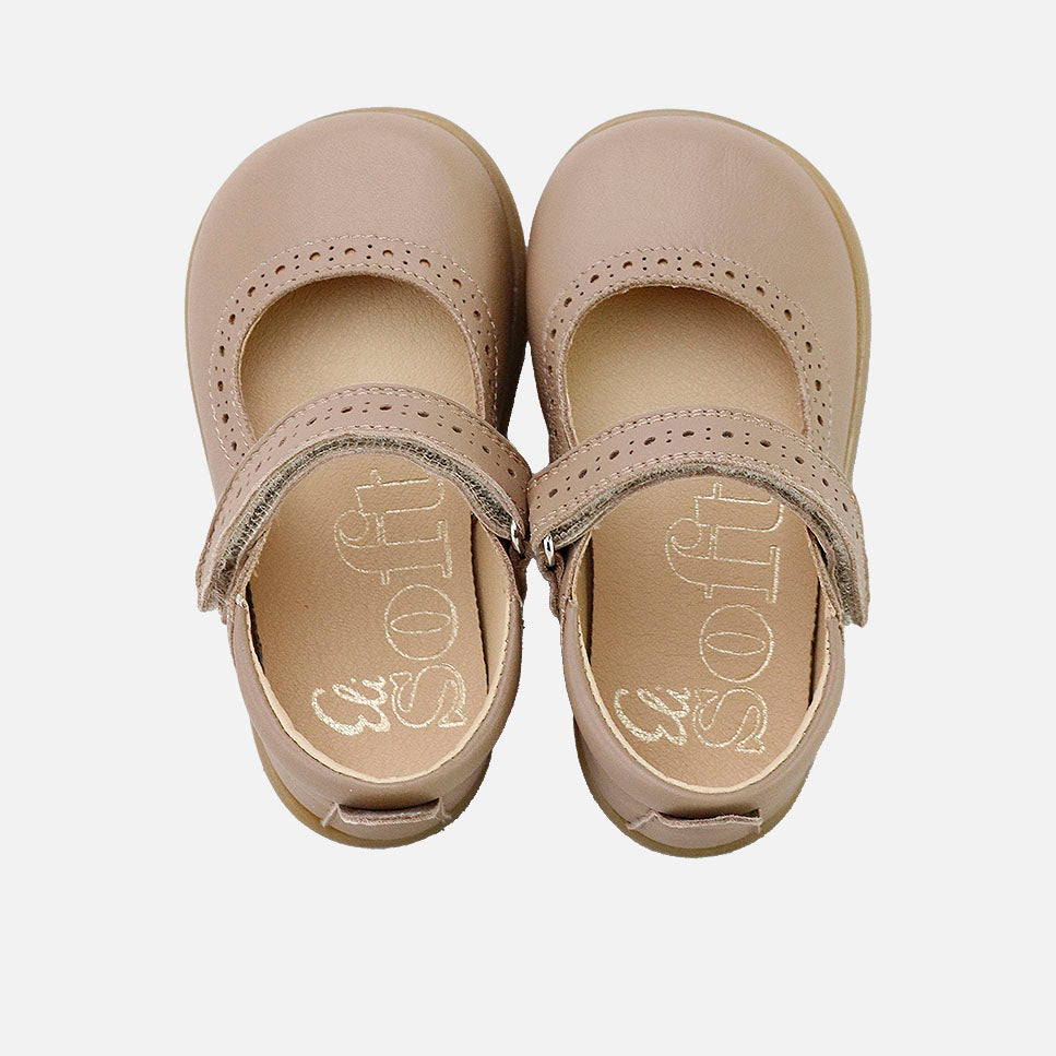 Soft, chopped Mary Janes in sand napa leather, Elisoft | Eli 1957