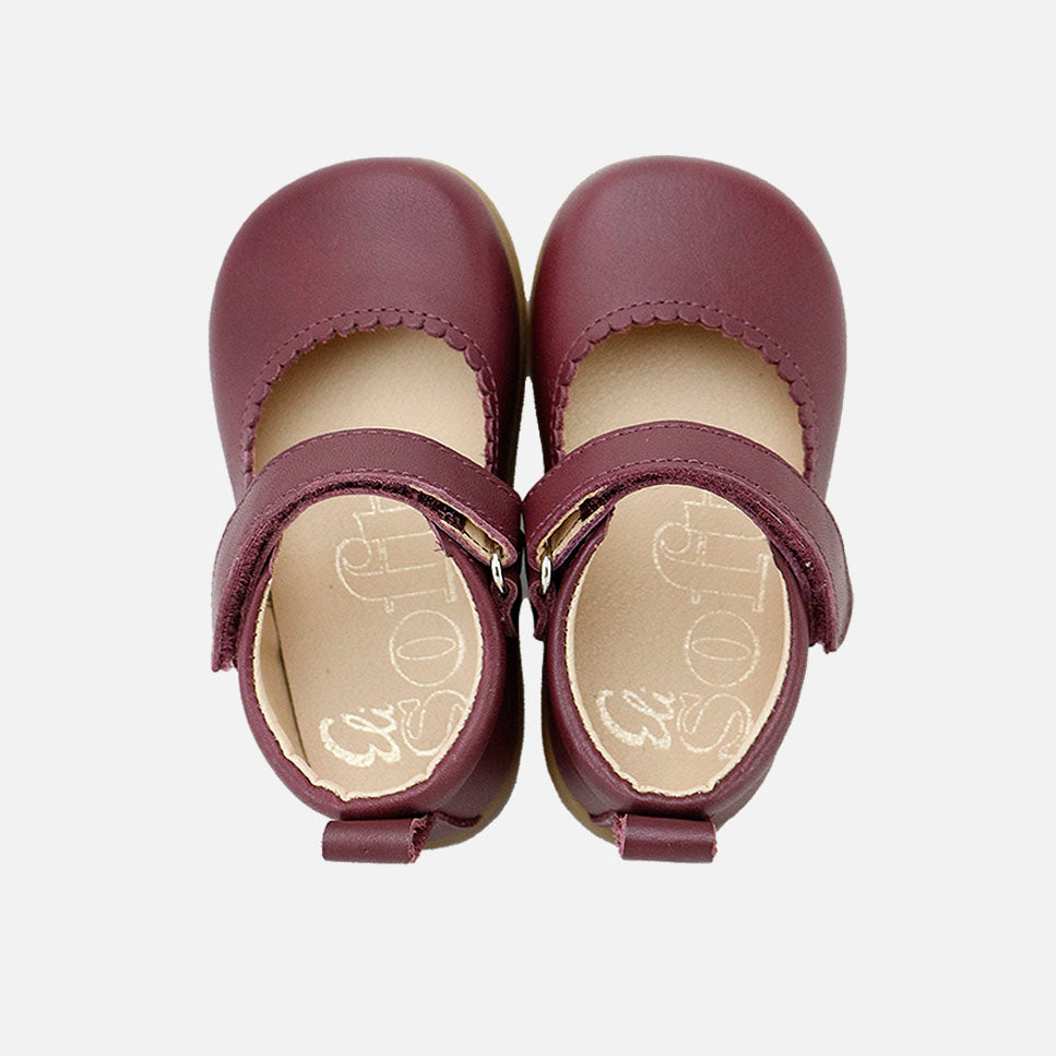 Mary Janes with soft waves, burgundy cathay leather, Elisoft | Eli 1957
