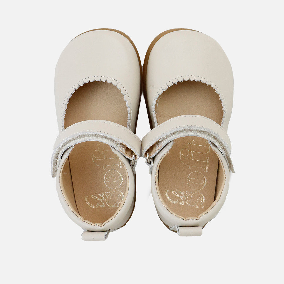 Merceditas barefoot ondas piel napa marfil Elisoft | Eli 1957