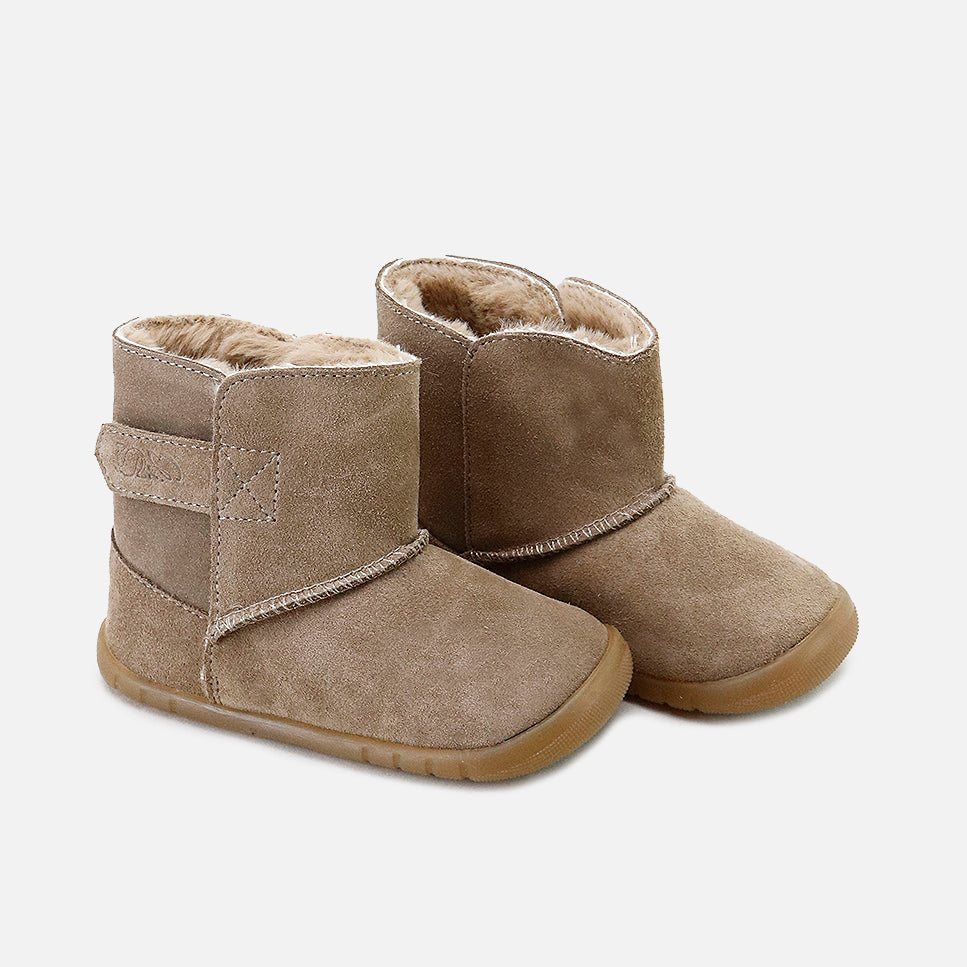Braune Stiefeletten aus Veloursleder mit Fellfutter Elisoft | Eli 1957