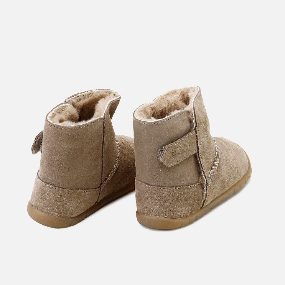 Braune Stiefeletten aus Veloursleder mit Fellfutter Elisoft | Eli 1957
