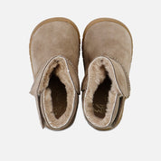Braune Stiefeletten aus Veloursleder mit Fellfutter Elisoft | Eli 1957