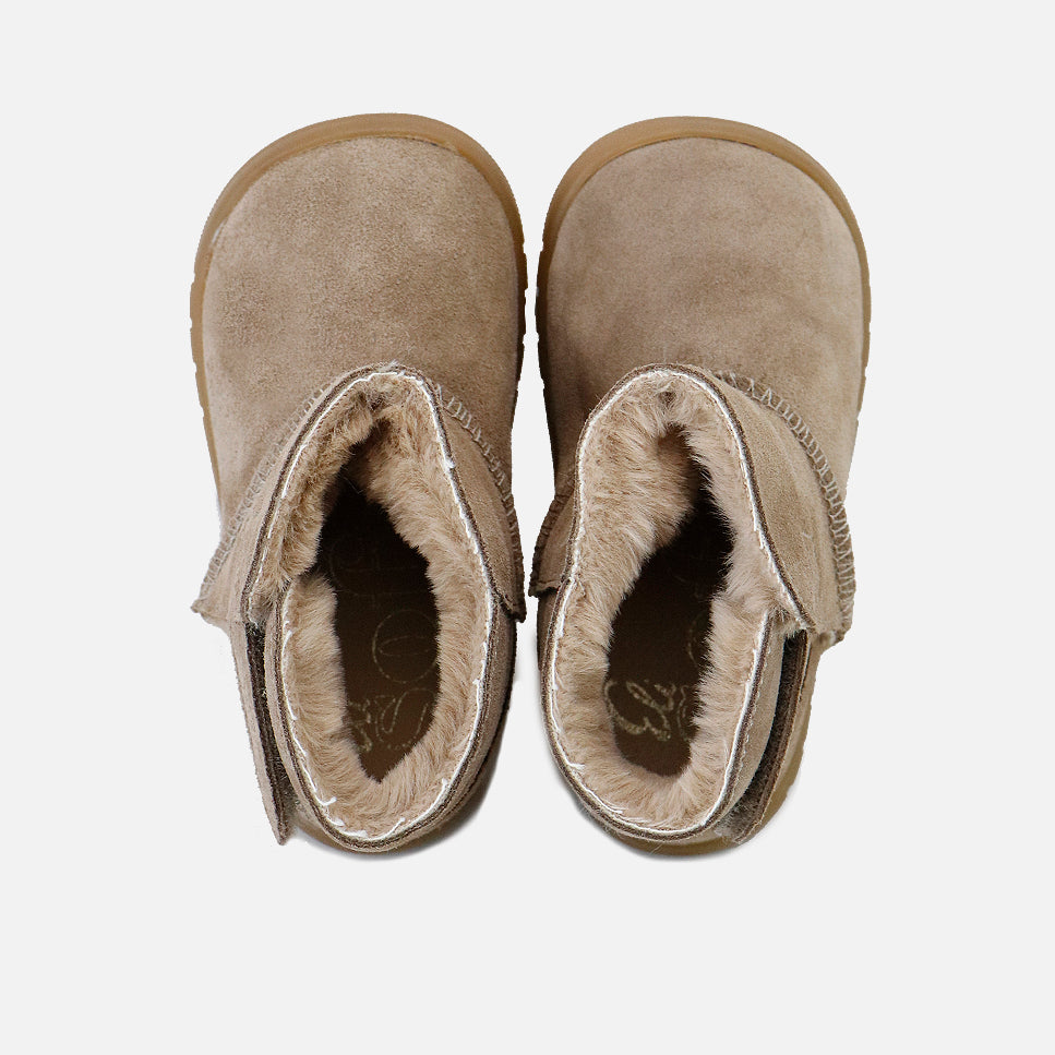 Braune Stiefeletten aus Veloursleder mit Fellfutter Elisoft | Eli 1957