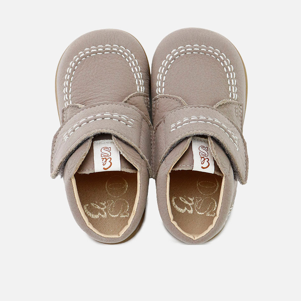 Soft DaVinci taupe nubuck leather boots with stitching Elisoft | Eli 1957