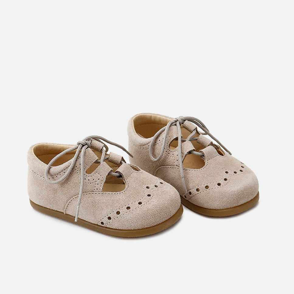 Inglesitos barefoot piel velour camel Elisoft | Eli 1957