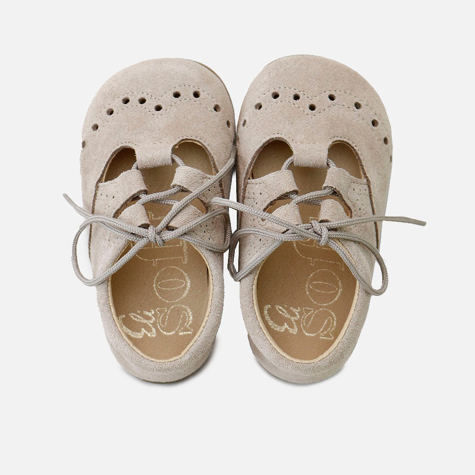 Inglesitos barefoot piel velour camel Elisoft | Eli 1957