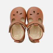 Pepitos barefoot picados lagrimas piel cathay castaña Elisoft | Eli 1957