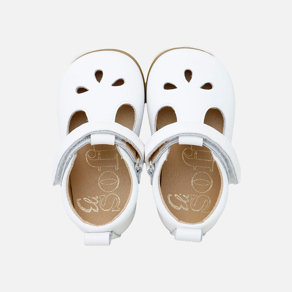 Pepitos barefoot picados lagrimas piel napa blanco Elisoft | Eli 1957