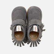 Botitas barefoot con flecos en serraje antracita Elisoft | Eli 1957