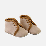 Cute camel velour baby booties | Eli 1957