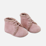 Cute pink velour baby bootie | Eli 1957
