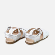Sandalias piel napa blanco con plata Primeros Pasos Cucada | Eli 1957