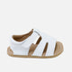 Sandalias barefoot piel agra blanco con cierre adhesivo Elisoft | Eli 1957