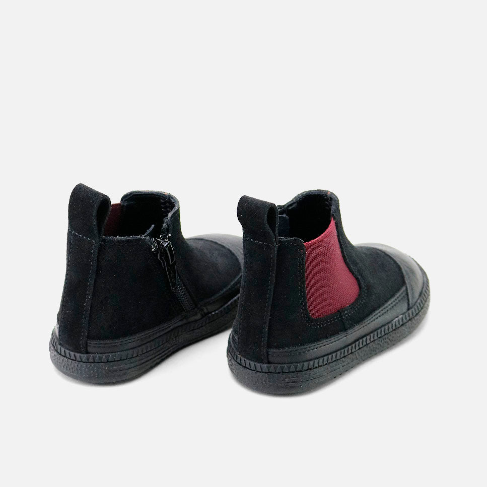 Black English leather elastic barefoot boot Elisoft | Eli 1957