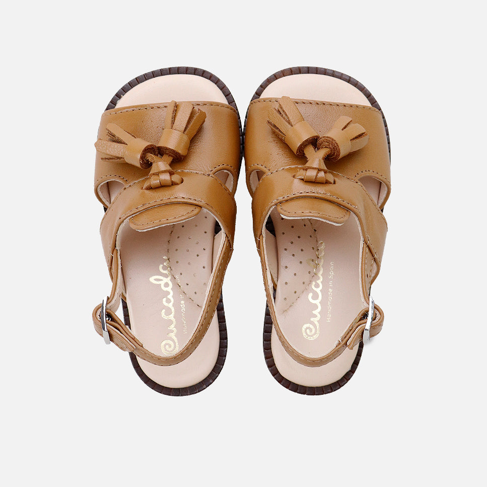 Sandalias barefoot borlas piel napa madera Cucada | Eli 1957