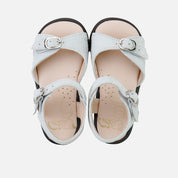 Sandalias Doble Hebilla Blanco piso oscuro Barefoot Eli | Eli 1957