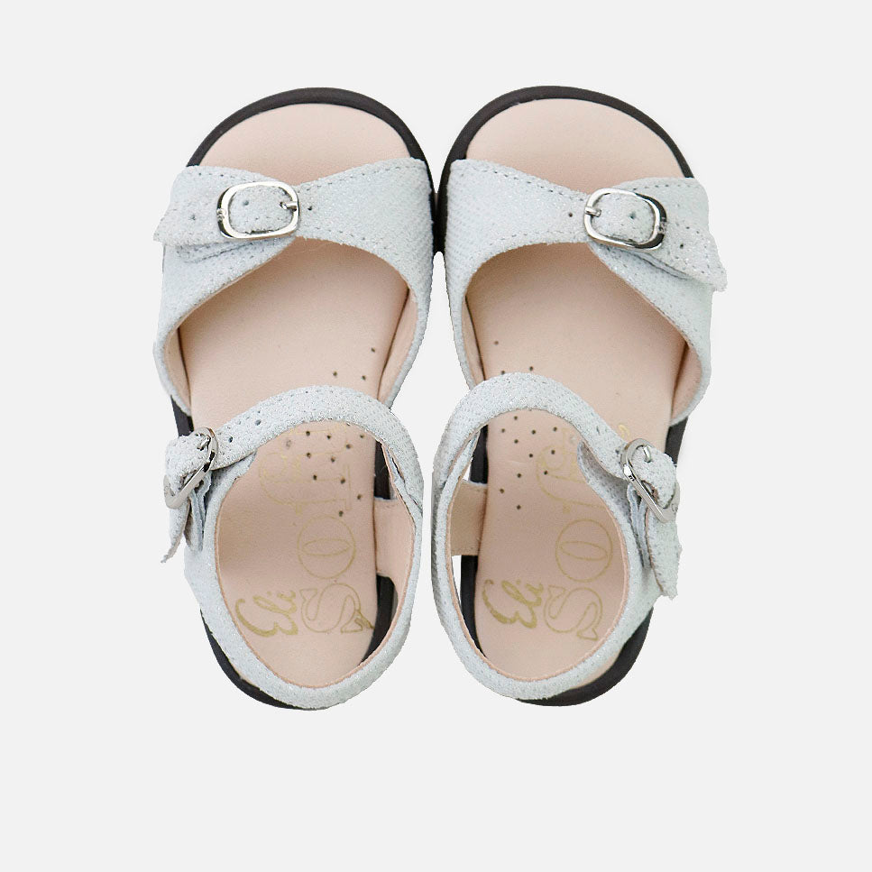 Sandalias Doble Hebilla Blanco piso oscuro Barefoot Eli | Eli 1957