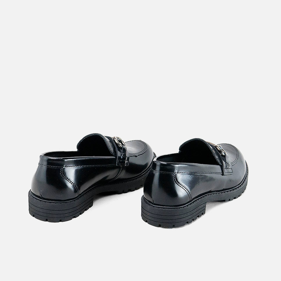 Sibaritas black Luxor leather buckle loafers | Eli 1957