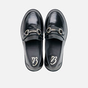 Sibaritas black Luxor leather buckle loafers | Eli 1957