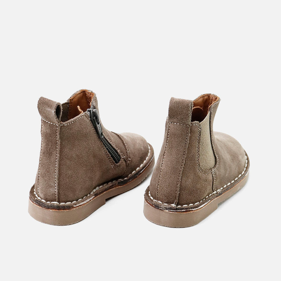 Sibaritas truffle-colored velour leather elastic boots | Eli 1957