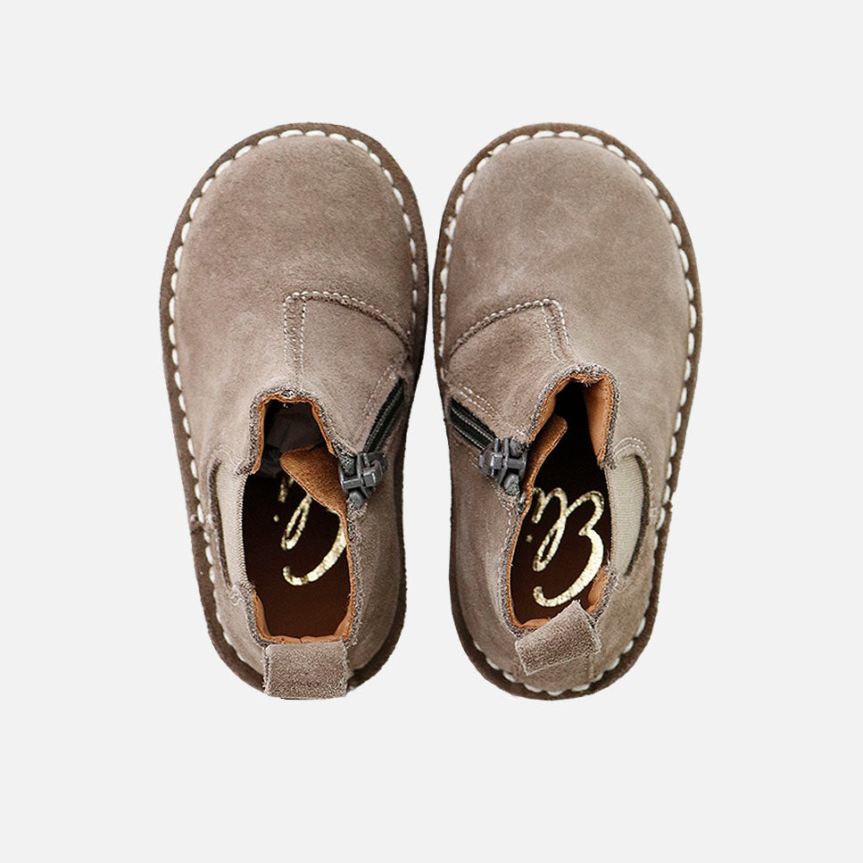 Sibaritas truffle-colored velour leather elastic boots | Eli 1957