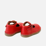 Zapato Pepito clásico de piel rojo con hebilla y picados  Eli Classics | Eli 1957
