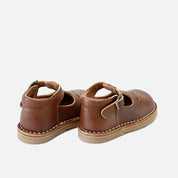 Zapato Pepito clásico de piel marron con hebilla y picados  Eli Classics | Eli 1957