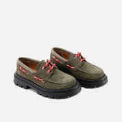 Sibaritas olive feather leather lace-up Blucher | Eli 1957