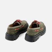 Sibaritas olive feather leather lace-up Blucher | Eli 1957