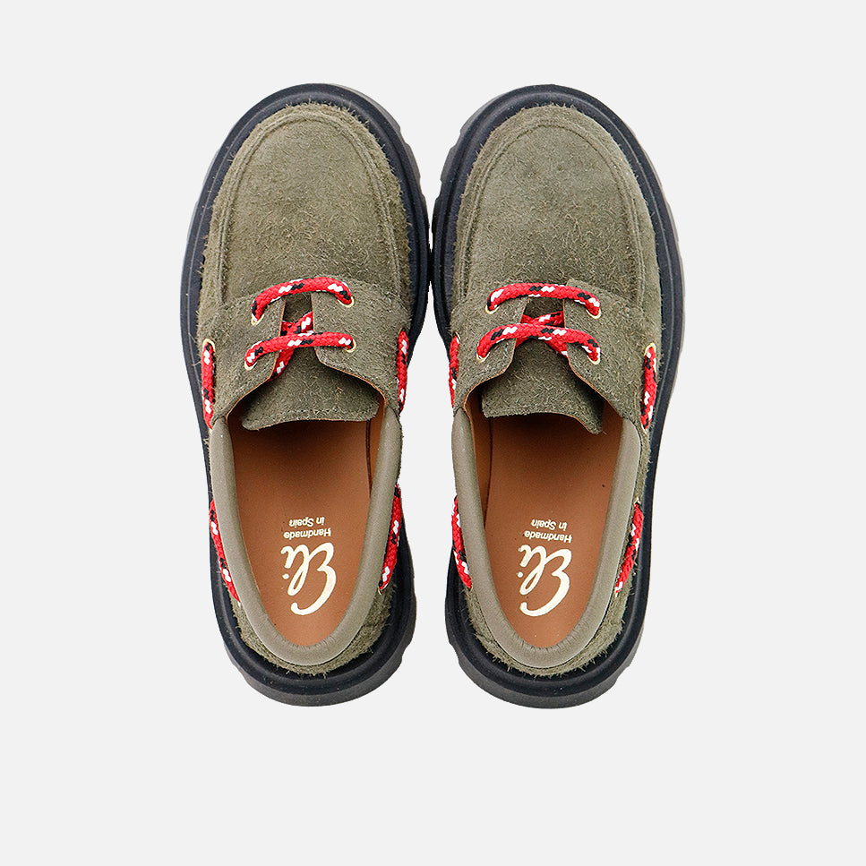 Sibaritas olive feather leather lace-up Blucher | Eli 1957