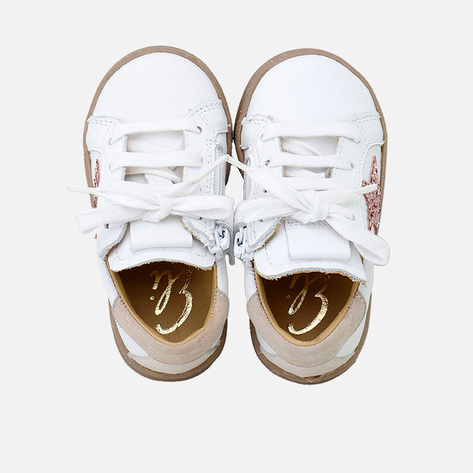 Star Galactica white napa leather sports shoes | Eli 1957