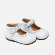 White leather Merceditas with perforations for first steps Cucada | Eli 1957