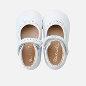 White leather Merceditas with perforations for first steps Cucada | Eli 1957