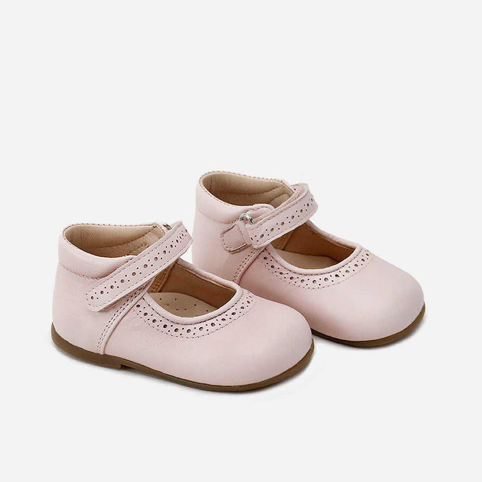 Cucada | Eli 1957 First Steps Perforated Nude Leather Mary Janes
