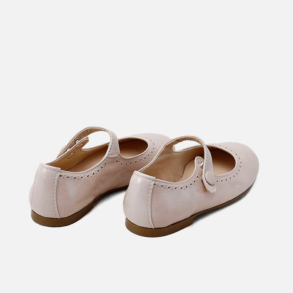 Merceditas Picadas piel charol arrugado rosa Papanatas | Eli 1957