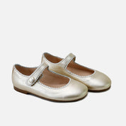 Merceditas piel dorada con vivo en beig Papanatas | Eli 1957