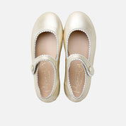 Merceditas piel dorada con vivo en beig Papanatas | Eli 1957