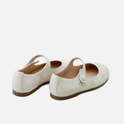 Merceditas piel charol arrugado beig hojas Papanatas | Eli 1957