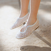 Bailarina blanca con rejilla y lazada papanatas| ELI 1957