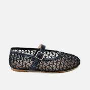 Black ballerina flats with fishnet and silly bow | ELI 1957
