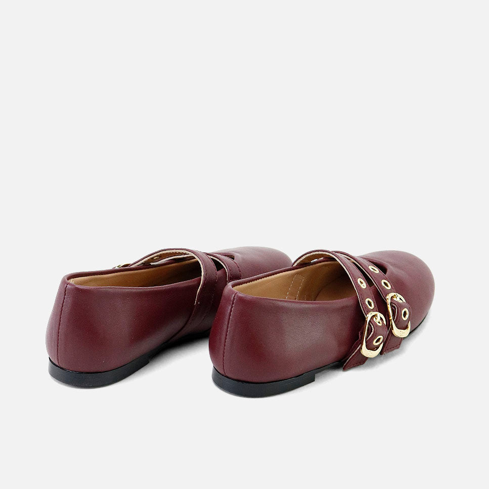 Papanatas burgundy leather Mary Janes with straps | Eli 1957