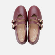 Papanatas burgundy leather Mary Janes with straps | Eli 1957